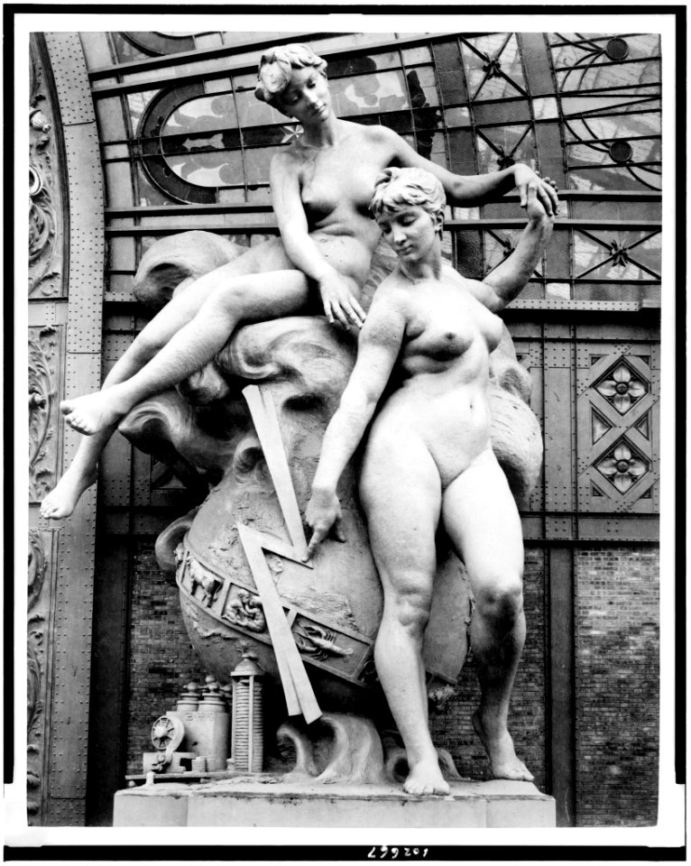 Electricity sculpture by Louis-Ernest Barrias located at the entrance to the Gallery of Machines, Paris Exposition, 1889 LCCN91725850