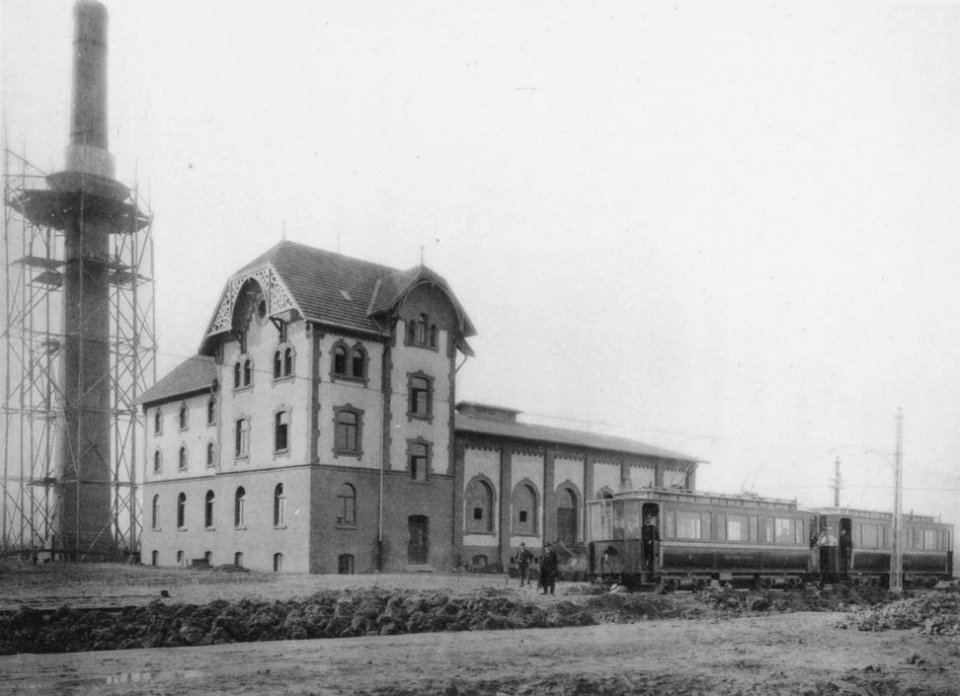 Elektrisches Kraftwerk für die Kleinbahn Düsseldorf-Krefeld, 1898