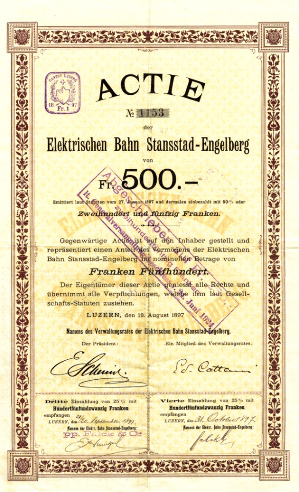 Elektr. Bahn Stansstad-Engelberg 1897