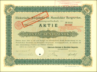 Elektrische Kleinbahn im Mansfelder Bergrevier AG 1898