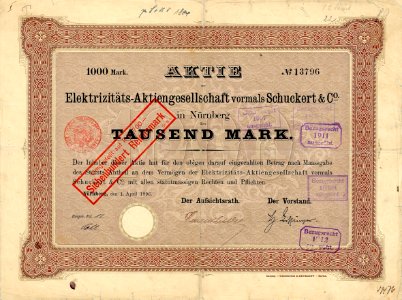 Elektrizitäts-AG vormals Schuckert & Co 1896 photo
