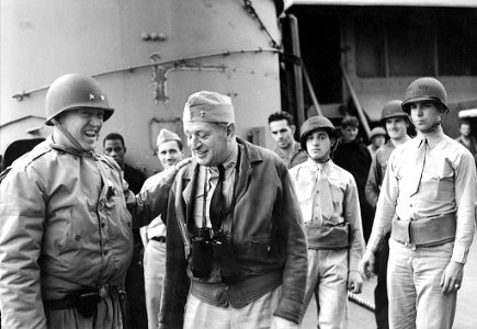George S. Patton and Rear Admiral H. Kent Hewitt