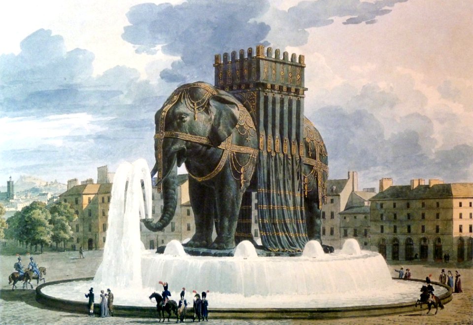 Elephant de la Bastille aquarelle de Jean Alavoine