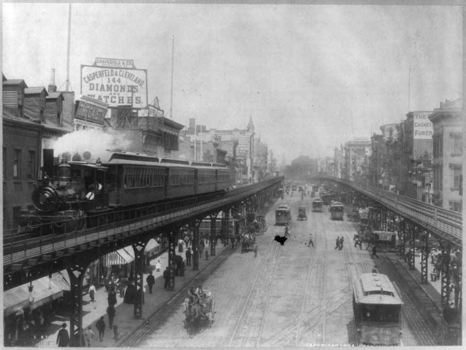 Elevated railroads in New York City- in the Bowery LCCN2004682041