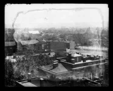Elevated view of 3rd and E. Streets, S.E., looking Southeast from Providence Hospital towards the Marine Commandants house and the Christ Church Episcopal church LCCN2003675566
