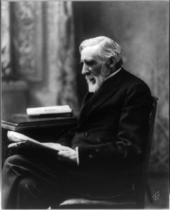 George Sewall Boutwell, 1818-1905, three-quarters length, seated, facing left; looking at newspaper LCCN2005686650