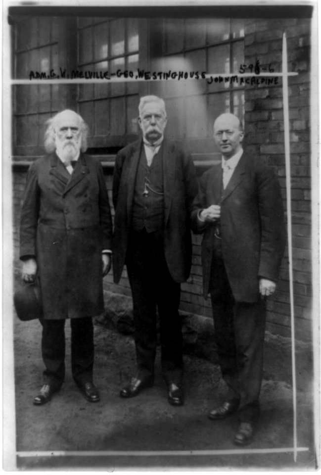 George Wallace Melville, George Westinghouse, and John Macalpine (left to right), full-length portrait, standing, facing front LCCN96509025