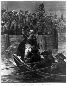 George Washington in small boat bidding farewell to crowd in New York, 1776 LCCN2006683522