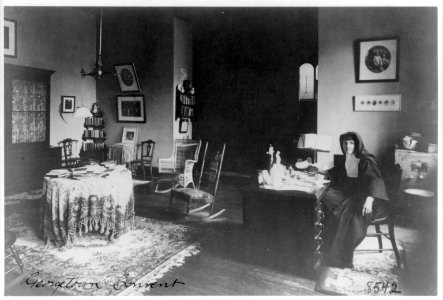Georgetown Convent, Washington, D.C. - nun seated at desk in furnished room LCCN2001698340