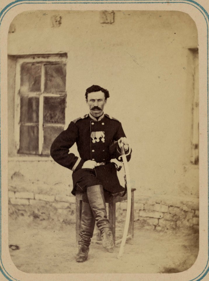 Georgievskie kavalery imieiushchie znaki otlichiia voennago ordena. Za dielo na Kulikelanskikh vysotakh 25-go Iiunia 1870 goda. 3-i roty Chinaz. kriep. art. felfev. (sic) Antoniuk LCCN2007680324