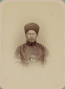 Georgievskie kavalery imieiushchie znaki otlichiia voennago ordena. Za vziatie Ak-Mecheti (forta perovskii) 22 Iiunia 1853 g. Kirgiz Safarov LCCN2007678407