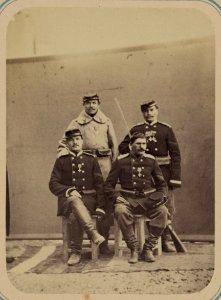 Georgievskie kavalery imieiushchie znaki otlichiia voennago ordena. Za vziatie ukr. Iany-Kurgan 5-go Iiunia 1867 goda. 5-go Turk. Lin. Batal. unt.-of. Mukhin, Koshkin, Bagriakov i Nalimov LCCN2007678492