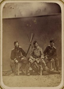 Georgievskie kavalery imieiushchie znaki otlichiia voennago ordena. Za dielo pod Kara-Tiube 27-go Maia 1868 g. 5-go Turk. Strielk. Batal. unt.-of. Kirieev, Viatkin, Gol'tsgauzen, gorn- LCCN2007680332