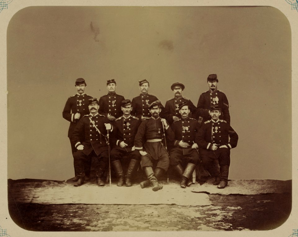 Georgievskie kavalery imieiushchie znaki otlichiia voennago ordena. Za vziatie ukriePleniia (sic) Dizaga (sic) 18-go Oktiabria 1866 g. Bezsrochn. Kamarov, Turk. Sap. rot. riad. Tarasov, LCCN2007678489