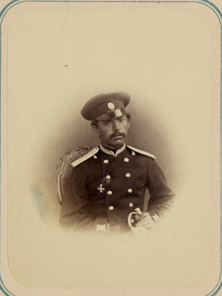 Georgievskie kavalery imieiushchie znaki otlichiia voennago ordena. Za dielo pri Chopan-Atinskikh vysotakh 1-go Maia 1868. Praporshch. V. S. Zizulin LCCN2007680281