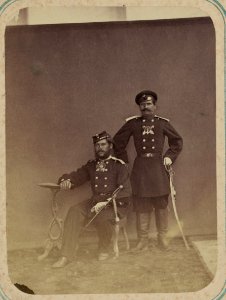 Georgievskie kavalery imieiushchie znaki otlichiia voennago ordena. Za vziatie g. Chimkenda 19 Sen. 1864 g. Poruch. N. L. Konopel'skii i Podpor. T. S. Samoilov LCCN2007678402