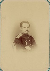 Georgievskie kavalery imieiushchie znaki otlichiia voennago ordena. Za vziatie ukriepleniia Ura-Tiube 2-go Oktiabria 1866 g. Praporshch. V. A. Reslein LCCN2007678457