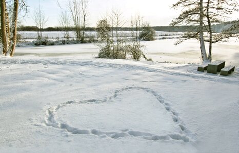 Winter snow heart background image photo