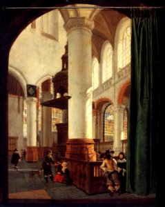 Gerard Houckgeest - Interior of the Oude Kerk, Delft, with the Pulpit of 1548 - WGA11753