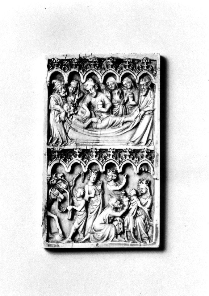German - Panel with the Anointing of Christ's Body and Adoration of the Magi - Walters 71249