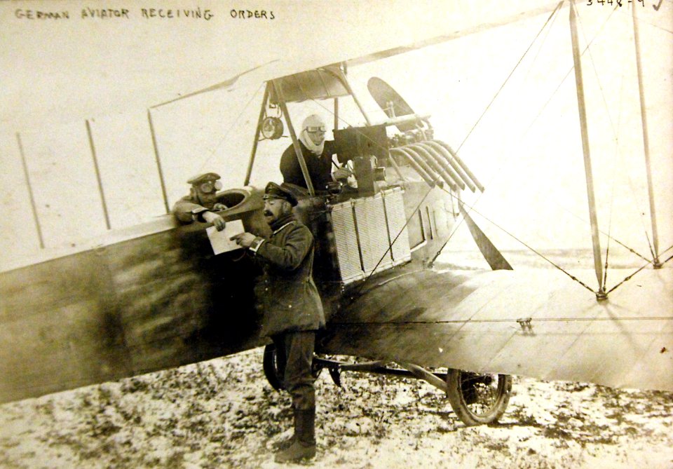 German aviator receiving orders, WWI (29486787241)