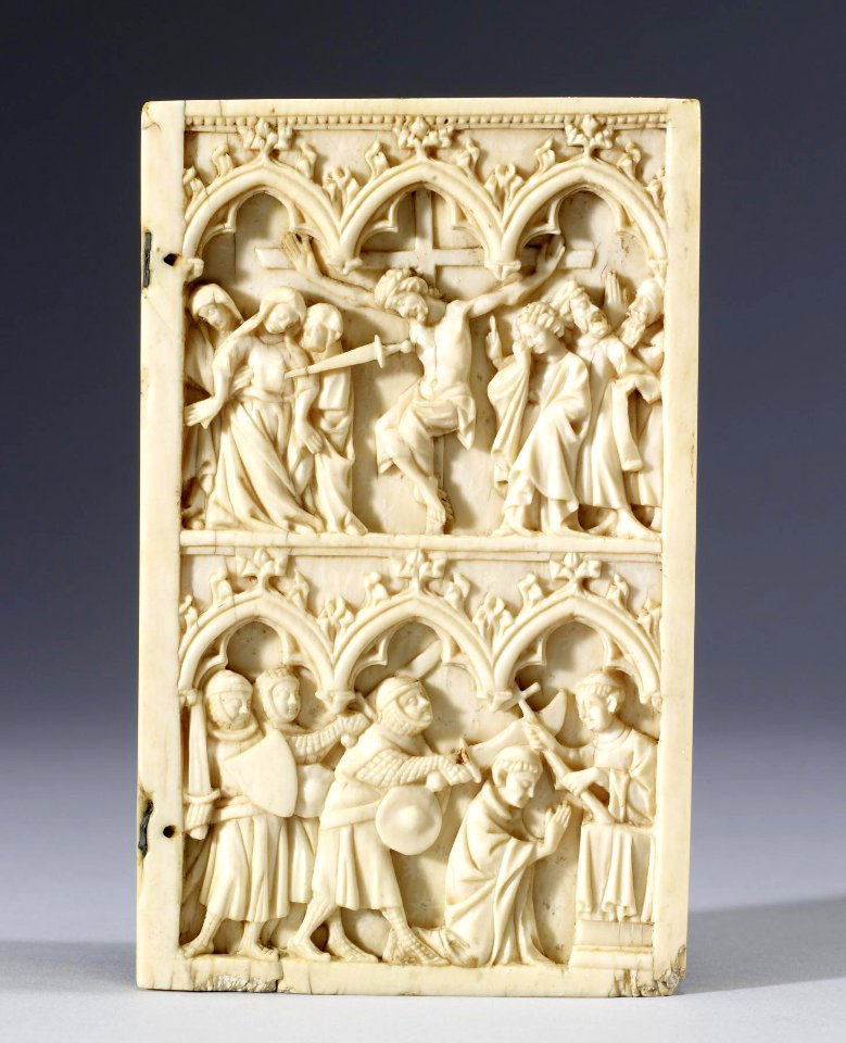 German - Diptych Leaf with the Crucifixion, and the Martyrdom of Saint Thomas Becket - Walters 71250