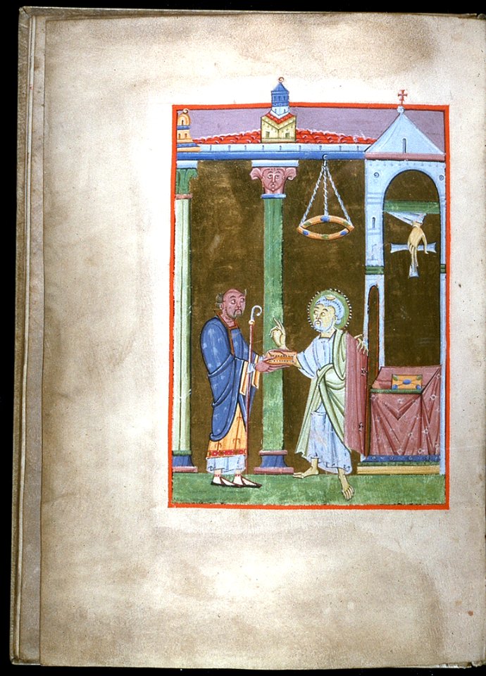 German - Leaf from Gospels - Walters W79V - Open Reverse