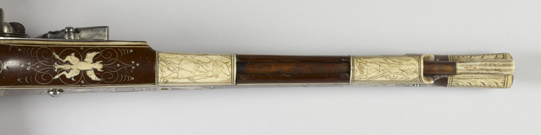 German - Wheellock pistol with inlaid grotesque masks - Walters 51441 - Detail C