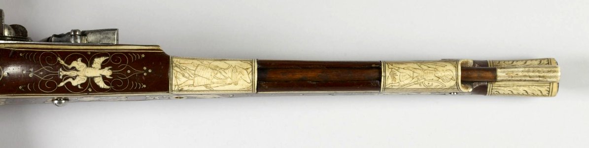 German - Wheellock pistol with inlaid grotesque masks - Walters 51441 - Detail C