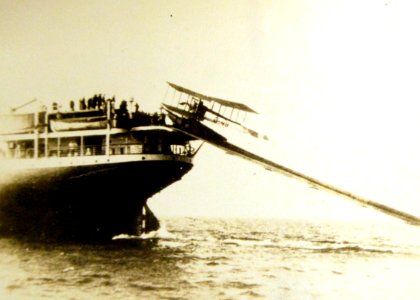 German Activities WWI Lutzow, tests with launching seaplane (30536264461)