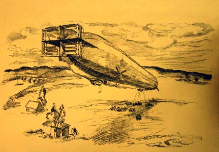 German airship being tied by crew, artwork by George W. Rossner (31999118832)