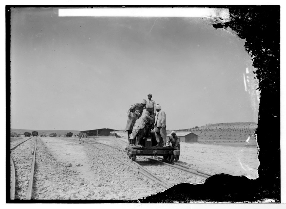 German Baghdad Railway, 190 . Taking food to workmen by handcar E. of Aleppo (railyard) LOC matpc.04675