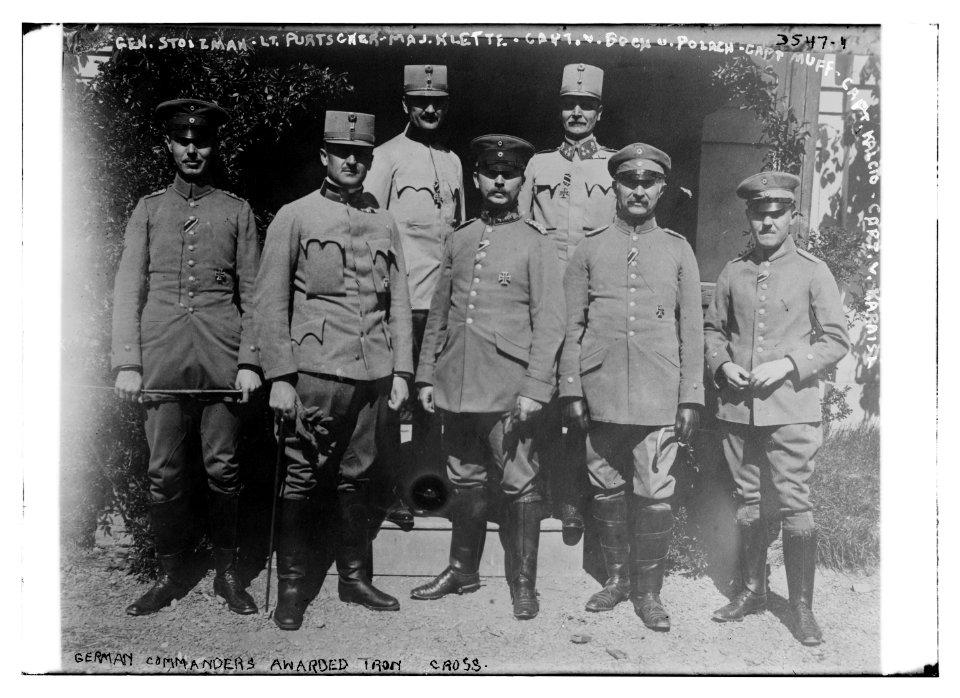German Commanders awarded Iron Cross- Gen. Stolzman, Lt. Purtscher, Maj. Klette, Capt. V. Boeh u Polach, Capt. Muff, Capt. Kalcio, Capt. V. Karaisl LCCN2014699480