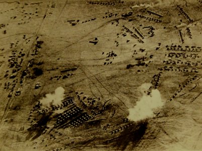 German bombs exploding over British Camp in South Africa, November 1915 (21795476843)