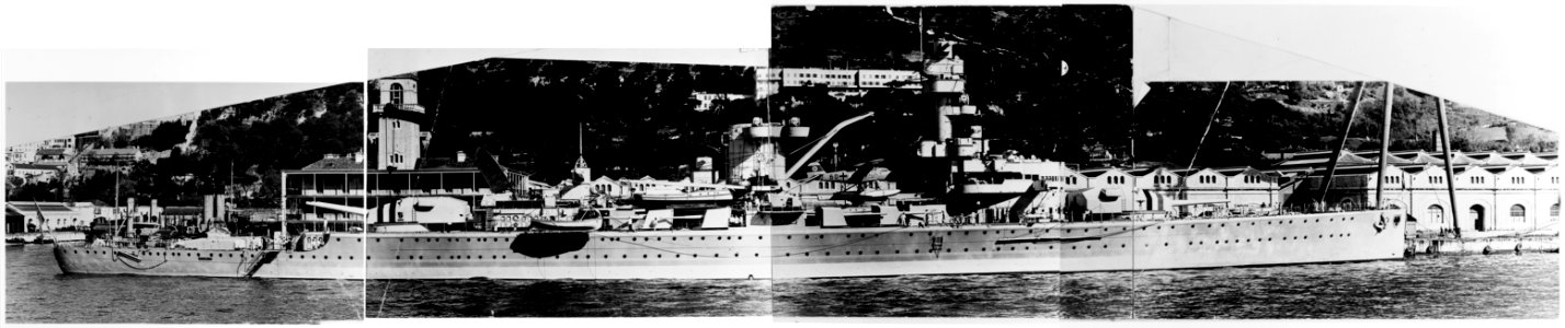 German cruiser Deutschland at Gibraltar c1937