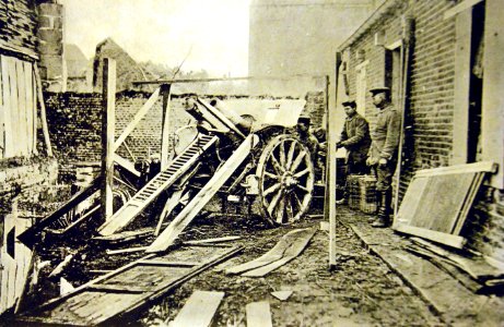 German howitzer position at the battlefront before Arras, France, WWI (29345074481)