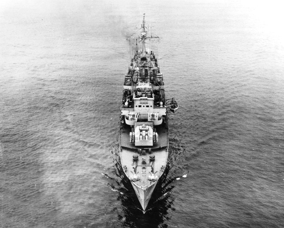 German destroyer Z39 underway off Boston on 12 September 1945 (bow view)