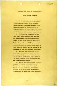 German Instrument of Surrender (May 7, 1945) - page 1