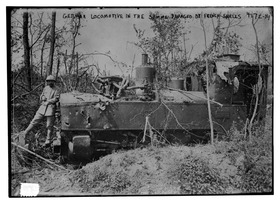 German locomotive in the Somme damaged by French shells LCCN2014704292