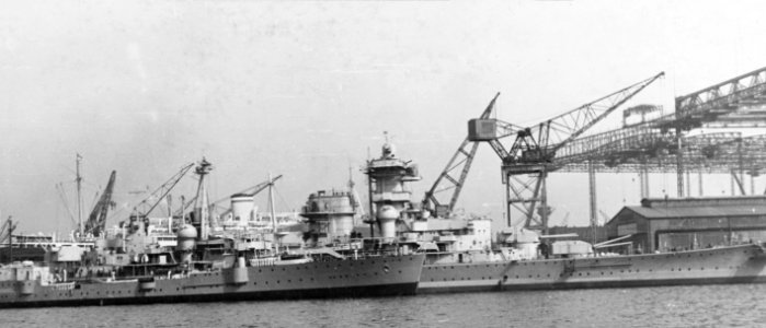 German heavy cruiser Admiral Hipper at Blohm & Voss shipyards in 1939