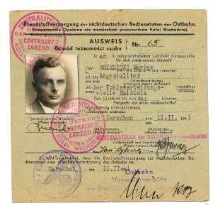 German ID issued to a worker who was posted to the Malkinia train station near Treblinka