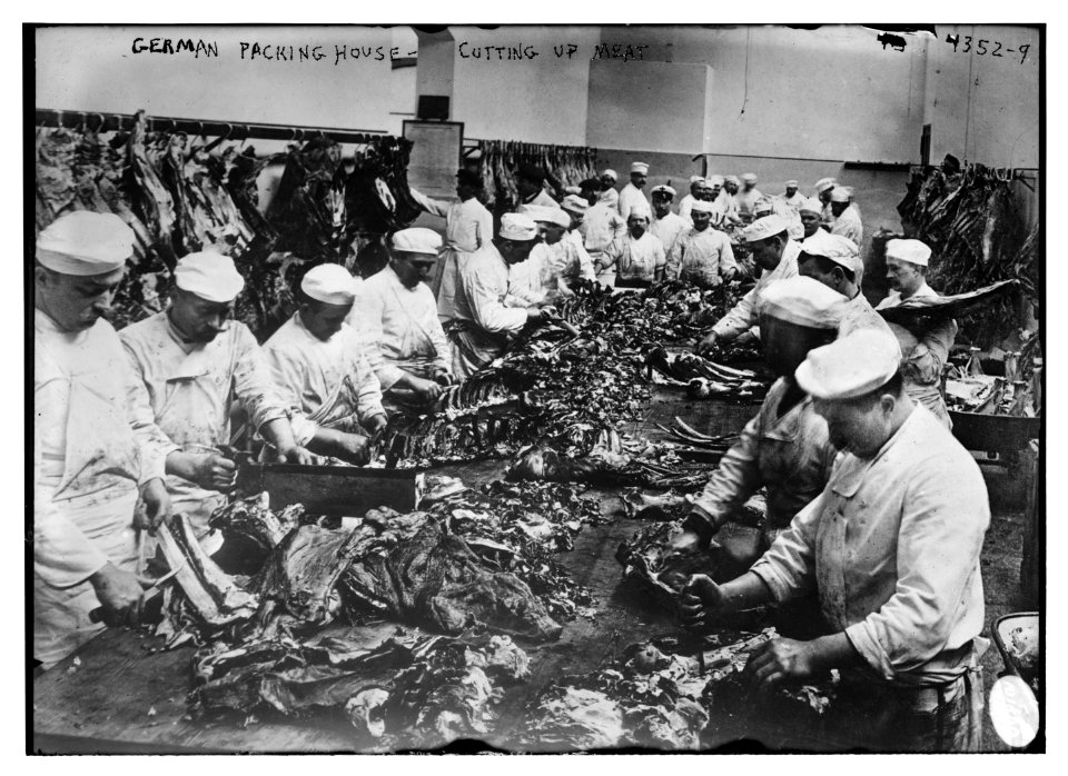 German packing house, cutting up meat LCCN2014705586