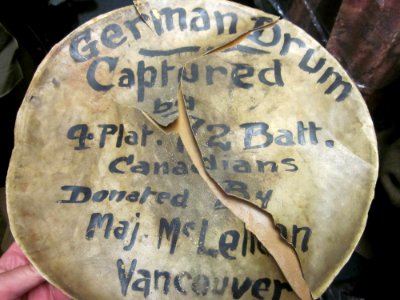 German Military Drum captured by 72nd Batt Canada, item 1