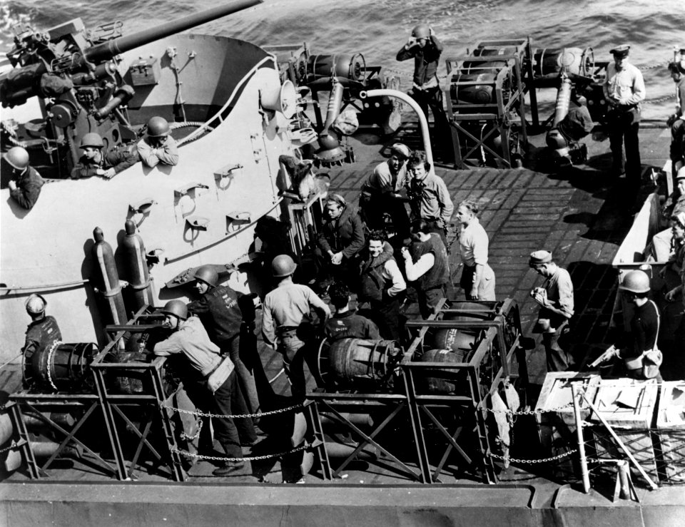German prisoners aboard USS Inch (DE-146) on 12 June 1944 (80-G-270265)