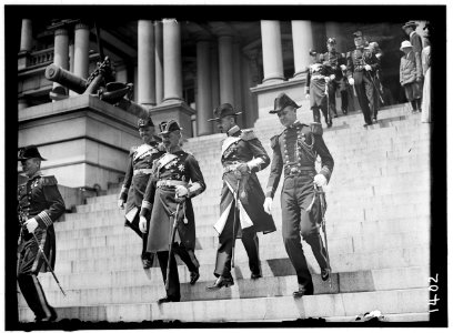 GERMAN SQUADRON VISIT TO U.S. GERMAN OFFICERS AT NAVY DEPT., JUNE 5. CAPT. J.L. JAUNE; ADM. PASCHWITZ; UNIDENT.; CAPT. MANN LCCN2016863841