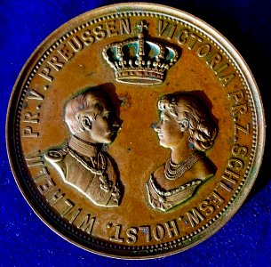 German State Prussia Wedding Medal 1881 Prince Wilhelm and Auguste Victoria, obverse