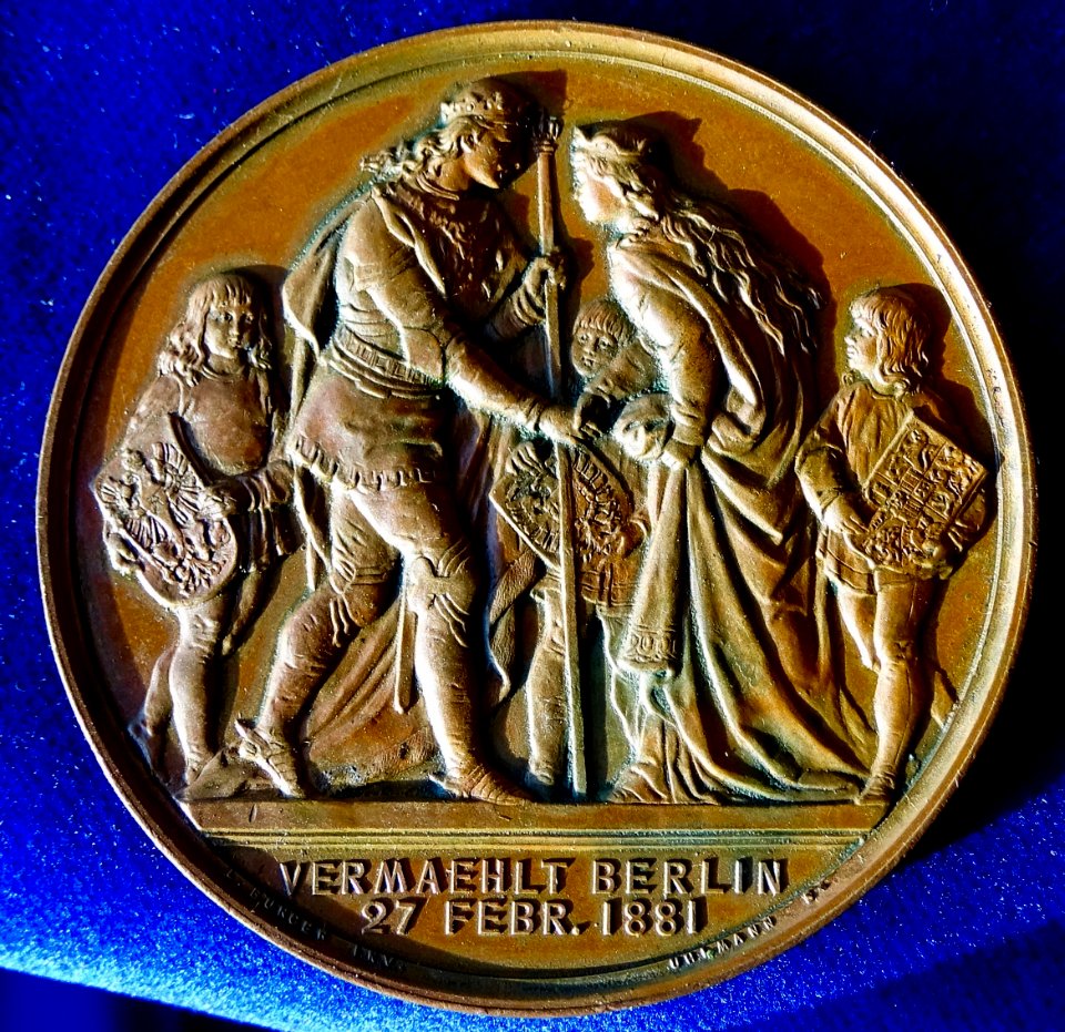 German State Prussia Wedding Medal 1881 Prince Wilhelm and Auguste Victoria, reverse