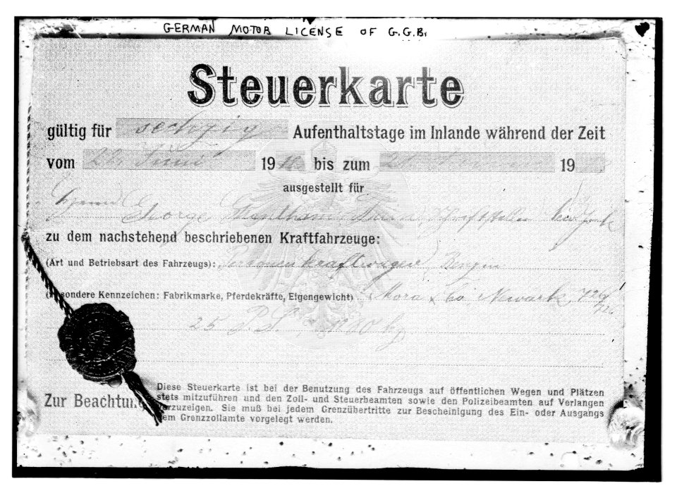 German vehicle tax registration issued to George Grantham Bain LCCN2014690637