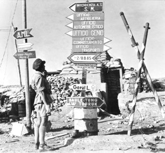 German-Italian signpost at Tobruk 1942