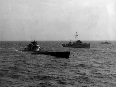 German submarine U-1228 surrenders at Portsmouth NH in May 1945